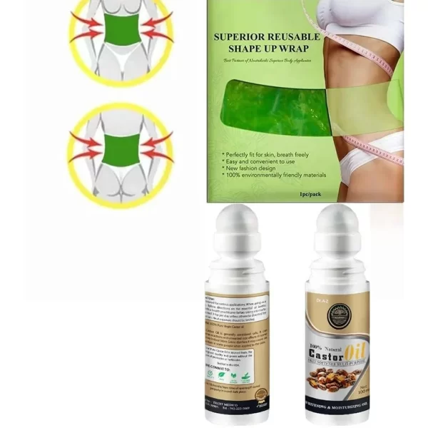 Castor Oil Packs Kit For Liver Compress Kit, Waterproof Plastic Wraps Sauna Belt Wrap, Caster Oil Roll On Included